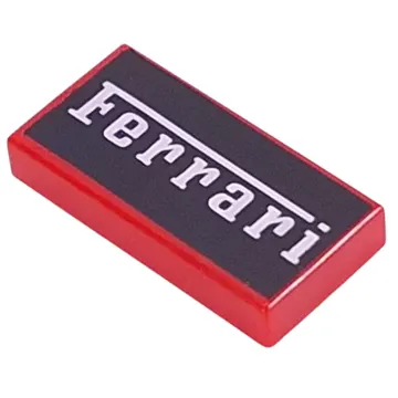 Tile 1 x 2 with White 'Ferrari' on Black Background print