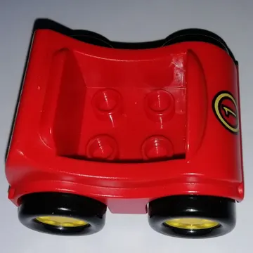 Duplo Car with Yellow Wheels and '1' Print
