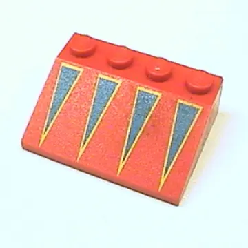 Brick Sloped 33° 3 x 4 with Blue Triangles with Yellow Border Print