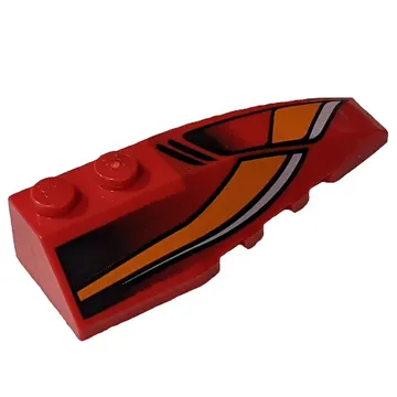 Brick Wedged, Curved 6 x 2 Right with White and Orange Curves and Black Fade Print