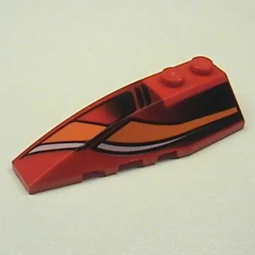 Brick Wedged, Curved 6 x 2 Left with White and Orange Curves and Black Fade Print