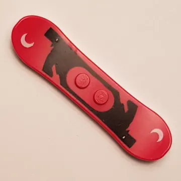 Sports Snowboard with Black Shape and White Moons Print, White Bottom