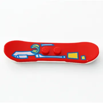 Sports Snowboard with Blue/White/Yellow Print, White Bottom