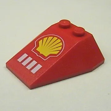 Brick Wedged, Sloped 4 x 4 Triple, No Stud Notches with Shell Logo Print