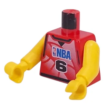 Torso Basketball Jersey, NBA Logo and '6' Print, Long One Piece Arms Yellow (NBA)
