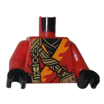 Torso, Ninja Robes, Orange Trim, Gold Strap print, Red Arms, Black Hands