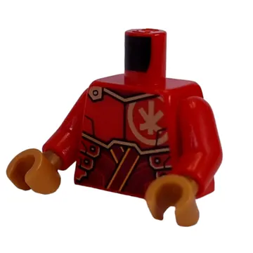 Torso, Gold Asian Symbol, Gold/Dark Red Armor print, Red Arms, Pearl Gold Hands