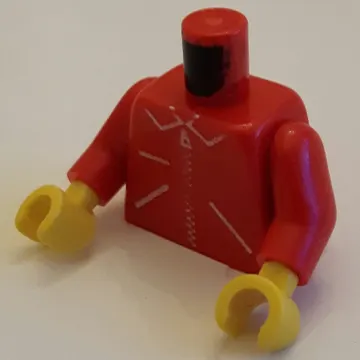 Torso Jacket with Straight Zipper Print, Red Arms, Yellow Hands