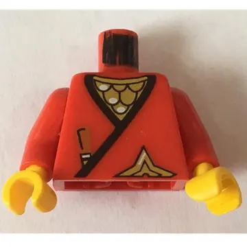 Torso Wrap, Brown Dagger, Gold Star, Gold Scale Mail with White Highlights Print, Red Arms, Yellow Hands
