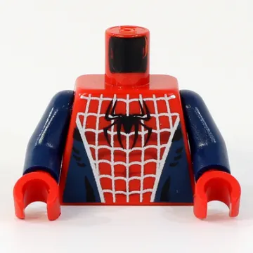 Torso Muscles, Spider Web, Black Spider with Dark Blue Sides Print (Spider-Man), Dark Blue Arms, Red Hands