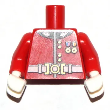 Torso Royal Guard Uniform with Gold Buttons, Two Medals, and White Belt Print, Red Arms, White Hands
