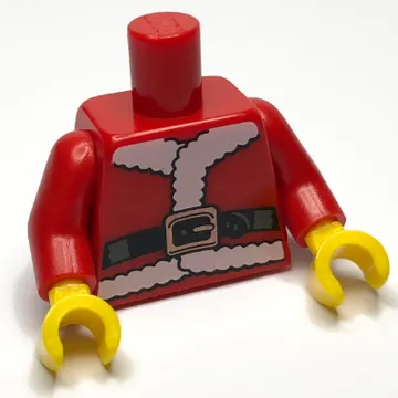 Torso Santa Jacket with Fur and Black Belt Print, Red Arms, Yellow Hands