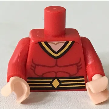Torso Muscles with Belt with Yellow Lines and Diamond Print (Plastic Man), Red Arms, Light Nougat Hands