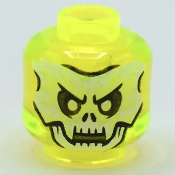 Minifig Head Scythe Master Ghoultar / Soul Archer, Yellowish Green Skull, Fangs print