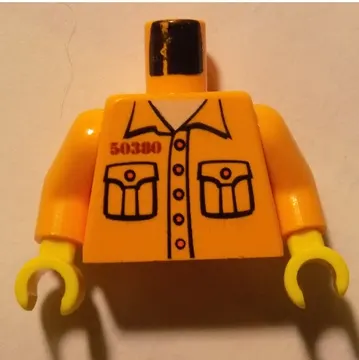 Torso Prison Shirt with 2 Pockets, '50380' Print, Medium Orange Arms, Yellow Hands