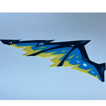 Wing, Dragon, Left, Dark Blue Limbs, Dark Azure and Bright Light Yellow Membranes Print