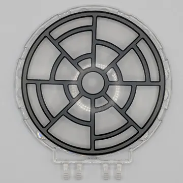 Dish 8 x 8 with Click Hinges with Dark Bluish Grey Radial Window print