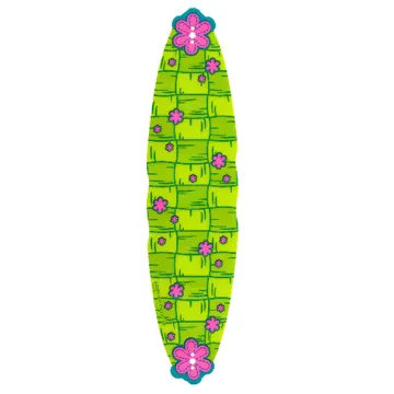 Roof, Oval, Large with Lime Patchwork and Dark Pink Flowers Print