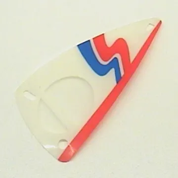 Sail, Triangular, 6 x 12 with White, Red & Blue Wavy Stripe Print