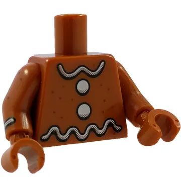 Torso White Icing and Buttons Print, Dark Orange Arms and Hands with White Icing Stripe Print