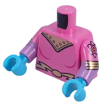 Torso, Dual Molded Arms with Gold Armor, Lightning Belt print, Dark Pink Sleeves Pattern, Medium Lavender Arms, Medium Azure Hands