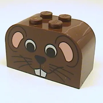 Brick Curved 2 x 4 x 2 Double with Mouse Face Print