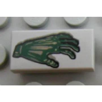 Tile 1 x 2 with Spooky Green Hand Print