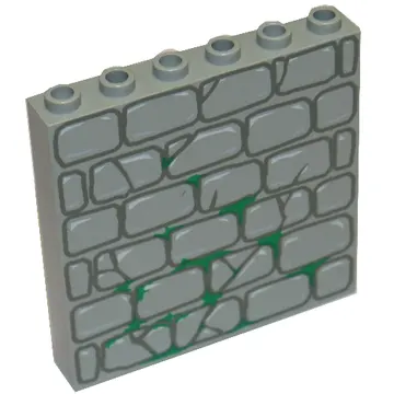 Brick 1 x 6 x 5 with Stone and Moss Print