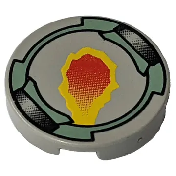 Tile Round 2 x 2 with Flame and Sand Green Border Print