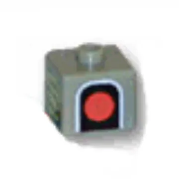 Pen Bead, Square with Red Traffic Light Print