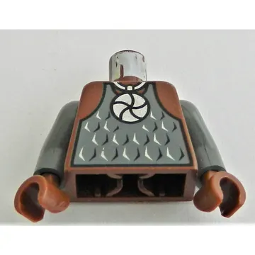 Torso Armor, Amulet and Vest Print, Dark Bluish Gray Arms, Reddish Brown Hands