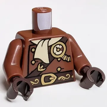 Torso, Coat, Tan Scarf, Dark Brown Belt, Gold Buttons Print, Reddish Brown Arms, Dark Brown Hands