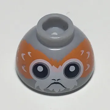 Brick Round 1.5 x 1.5 Dome Top with Porg with Short Forehead Feathers Print