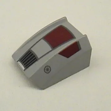 Brick Curved 2 x 2 with Lip, No Studs with Dark Red Panels, Black Grill, Republic Insignia Print