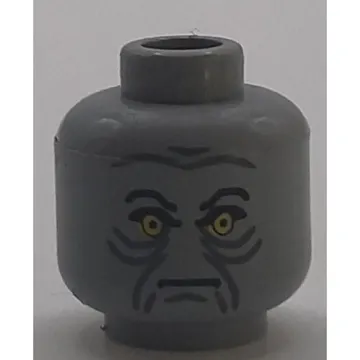 Minifig Head Palpatine (Emperor), Angry Eyebrows, Yellow Eyes and Gray Wrinkles Print