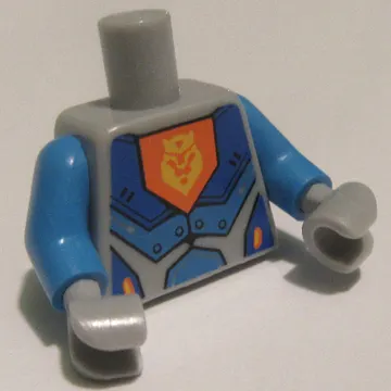 Torso Armour, Orange Emblem with Lion Print, Dark Azure Arms, Light Bluish Gray Hands