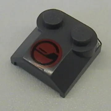 Brick Curved 2 x 2 x 2/3 Two Studs and Lip End with Red/Black Circle Print