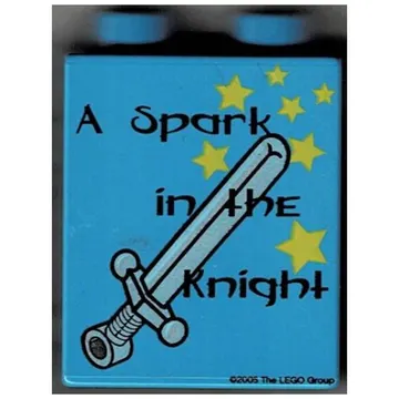 Duplo Brick 1 x 2 x 2 with A Spark in the Knight Print