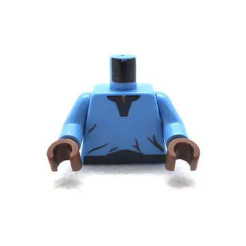 Torso V-Collar Shirt and Dark Blue Trim Print (Lando Calrissian), Medium Blue Arms, Brown Hands