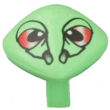 Minifig Head Special with Clip and Red Eyes Print (Martian)