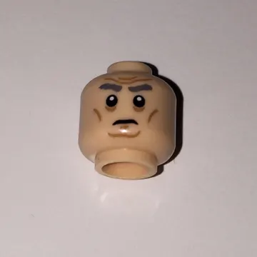 Minifig Head First Order General, Dark Gray Bushy Eyebrows above Sunken Eyes, Cheek, Chin, and Forehead Lines Print
