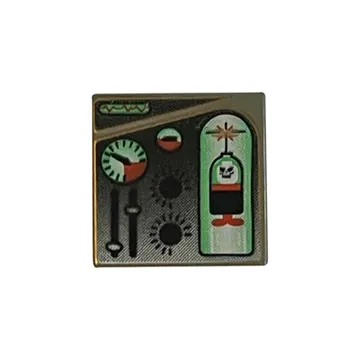 Tile 2 x 2 with Green and Red Ogel Orb and Gauges Print