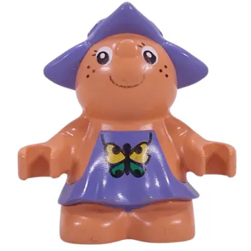 Duplo Figure Little Forest Friend, Female, Medium Violet Dress and Butterfly Print (Jangle Bluebell)