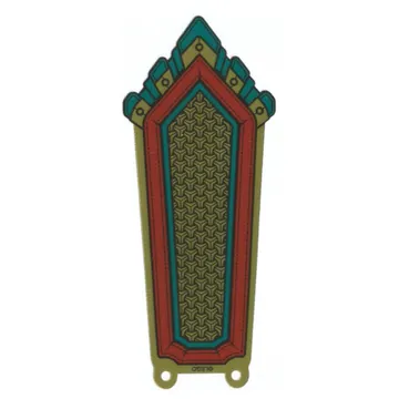 Large Figure Skirt, Center Panel, with Red and Dark Turquoise Print