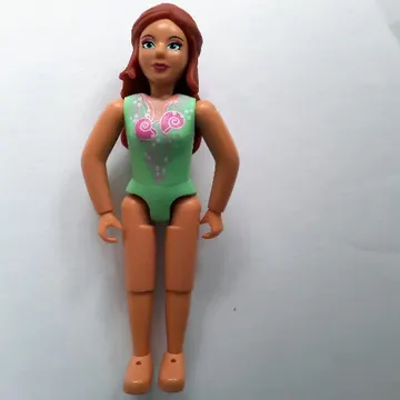 Belville Figure Fixed Elbows, Female, Rust Orange Hair, Swimsuit with Seashell Print