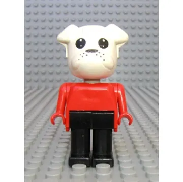 Fabuland Figure Bertie Bulldog with White Head, Red Torso, Arms and Hands, and Black Legs