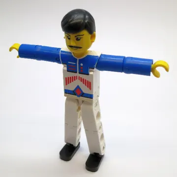 Technic Figure White Legs, White Top with Red Arrow Stripes Print, Blue Arms