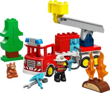 Fire Truck with Hose and Firefighter
