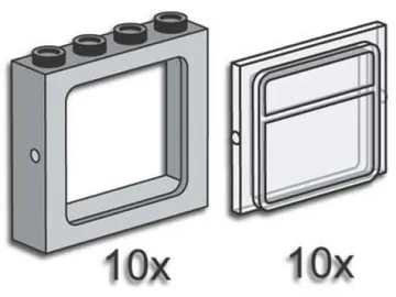 Gray Windows with Clear Panes