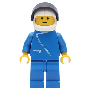 Racer, Blue Jacket with Zipper, White Helmet with Visor